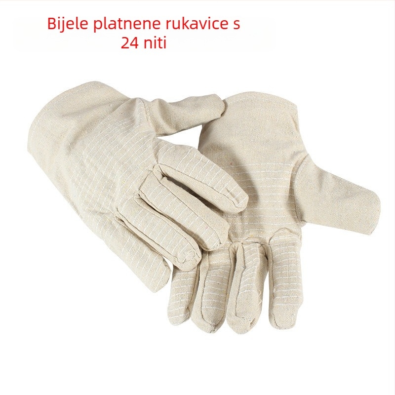 Dvostruke platnene rukavice za zavarivanje; debeli konstrukcija s toplinskom izolacijom i otpornošću na habanje, duljina 24 cm