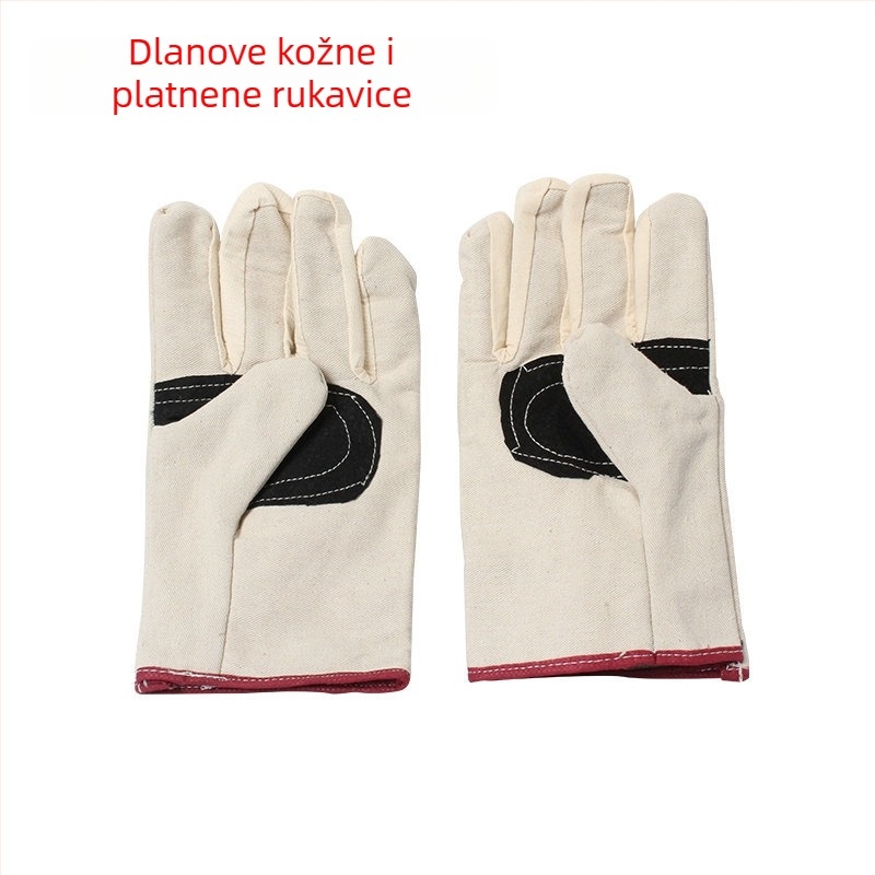 Dvostruke platnene rukavice za zavarivanje; debeli konstrukcija s toplinskom izolacijom i otpornošću na habanje, duljina 24 cm