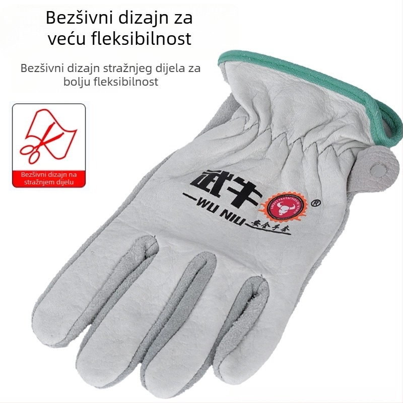 Zavarivačke rukavice Wu Niu – Koža goveda, Cjelovita koža, Protupožajno šivanje, Za zavarivanje
