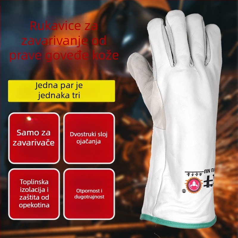 Zavarivačke rukavice Wu Niu – Koža goveda, Cjelovita koža, Protupožajno šivanje, Za zavarivanje