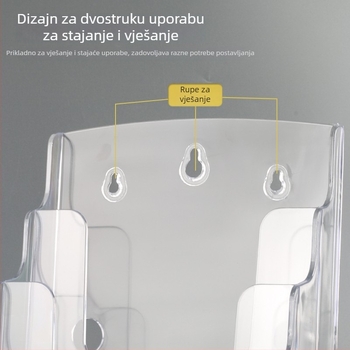 Akrilni informativni stalak za dokumente, 4-podnu stolni organizator za brošure i letke, razmak polica 10 cm