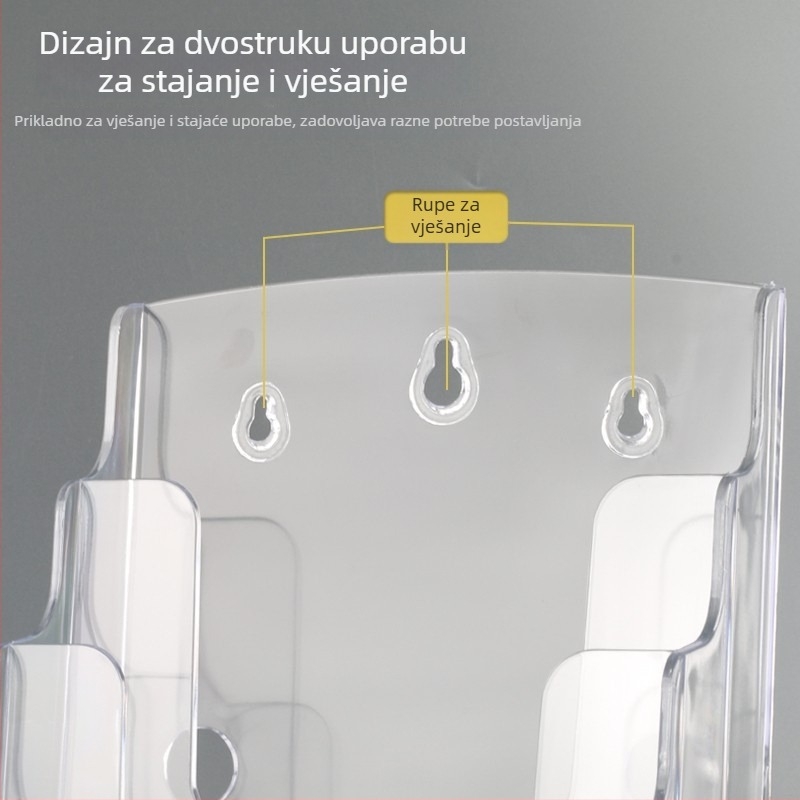 Akrilni informativni stalak za dokumente, 4-podnu stolni organizator za brošure i letke, razmak polica 10 cm