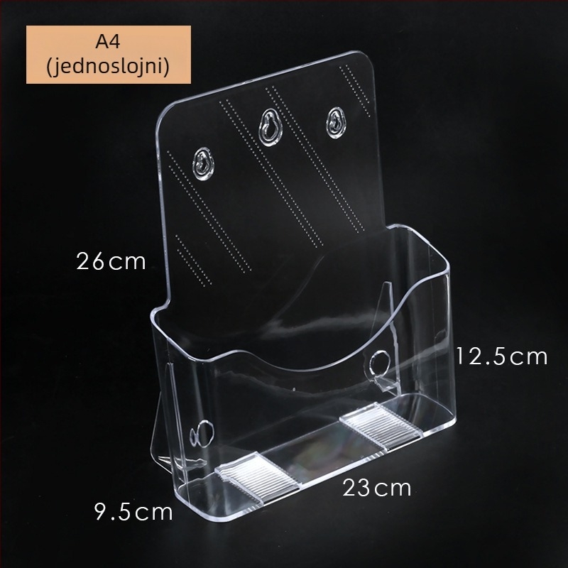 Akrilni informativni stalak za dokumente, 4-podnu stolni organizator za brošure i letke, razmak polica 10 cm