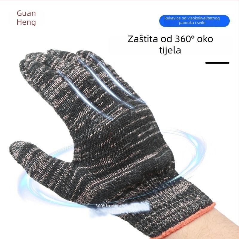 Rukavice od pamuk pređe — otporne na habanje, otporne na visoke temperature, otporne na rezanje, protuklizne, prozračne; težina 600 g