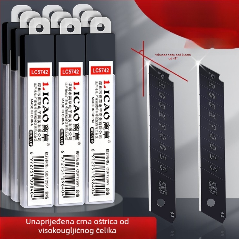 Metalni nož za rezanje tapeta, model LC5742A_S3, materijal: metal, oštrica 110×18 mm, ukupna duljina 110 mm, neto težina 1600