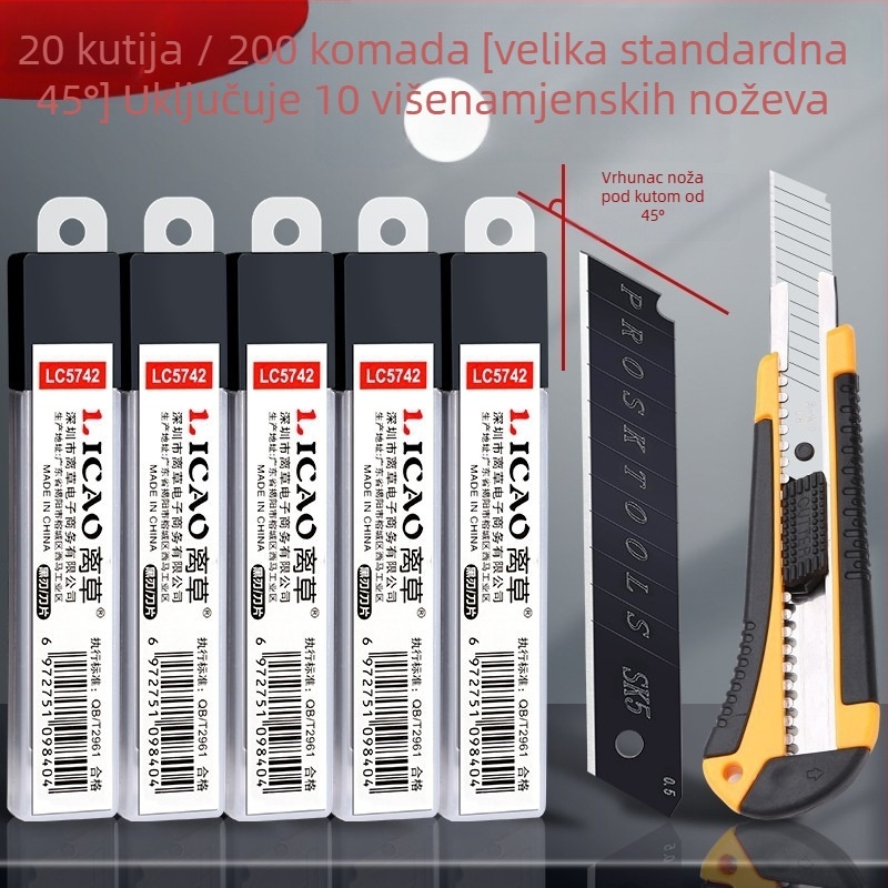 Metalni nož za rezanje tapeta, model LC5742A_S3, materijal: metal, oštrica 110×18 mm, ukupna duljina 110 mm, neto težina 1600