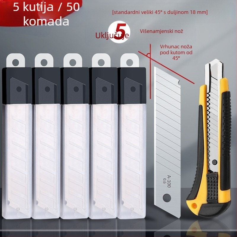 Metalni nož za rezanje tapeta, model LC5742A_S3, materijal: metal, oštrica 110×18 mm, ukupna duljina 110 mm, neto težina 1600