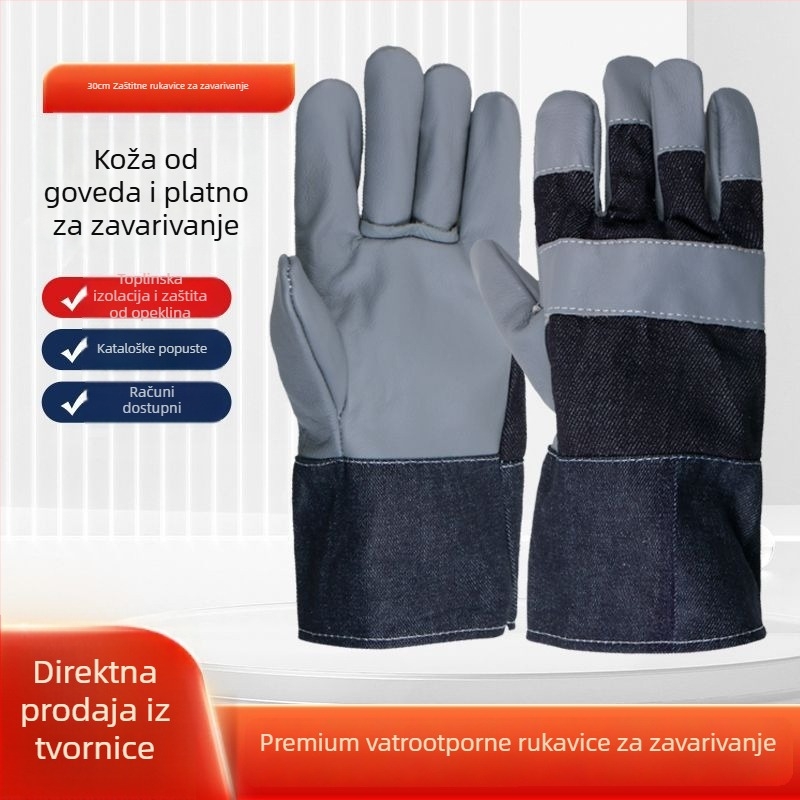 Shenggang rukavice za zavarivanje, otporne na habanje od teleće kože i platna, namijenjene za elektromično zavarivanje, popravke strojeva i metalurgiju