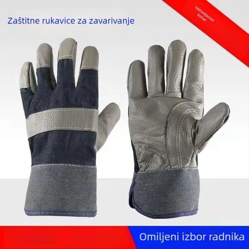 Shenggang rukavice za zavarivanje, otporne na habanje od teleće kože i platna, namijenjene za elektromično zavarivanje, popravke strojeva i metalurgiju