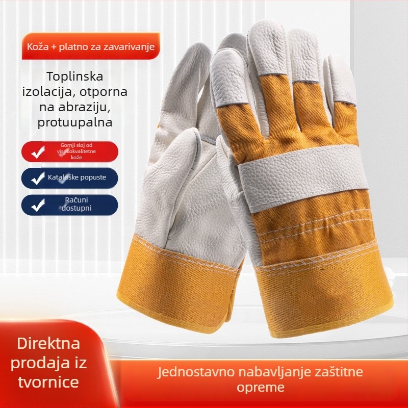 Shenggang rukavice za zavarivanje, otporne na habanje od teleće kože i platna, namijenjene za elektromično zavarivanje, popravke strojeva i metalurgiju