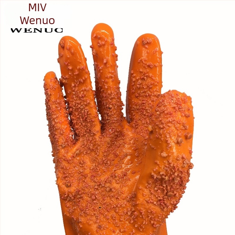 PVC rukavice za industrijski ribolov s podlogom od pamuka – protuklizne, otporno na ulje, otporno na kiseline i lužine, otporno na rezanje, vodootporne