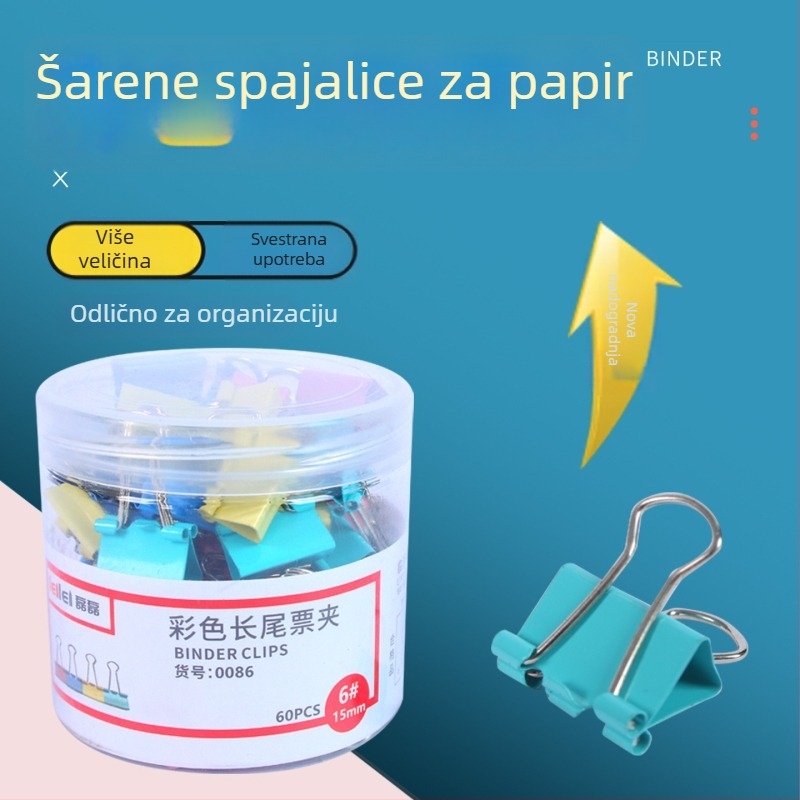 Klip za dokumente marke Chenshuo, metalni model Colorful Long Tail Clip 01