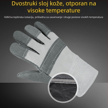 Ji Liuliu Zaštitne rukavice za zavarivanje – koža vola + platno, za elektrogradilište
