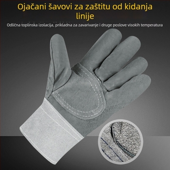 Ji Liuliu Zaštitne rukavice za zavarivanje – koža vola + platno, za elektrogradilište