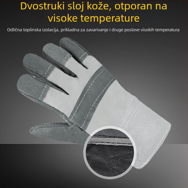 Ji Liuliu Zaštitne rukavice za zavarivanje – koža vola + platno, za elektrogradilište
