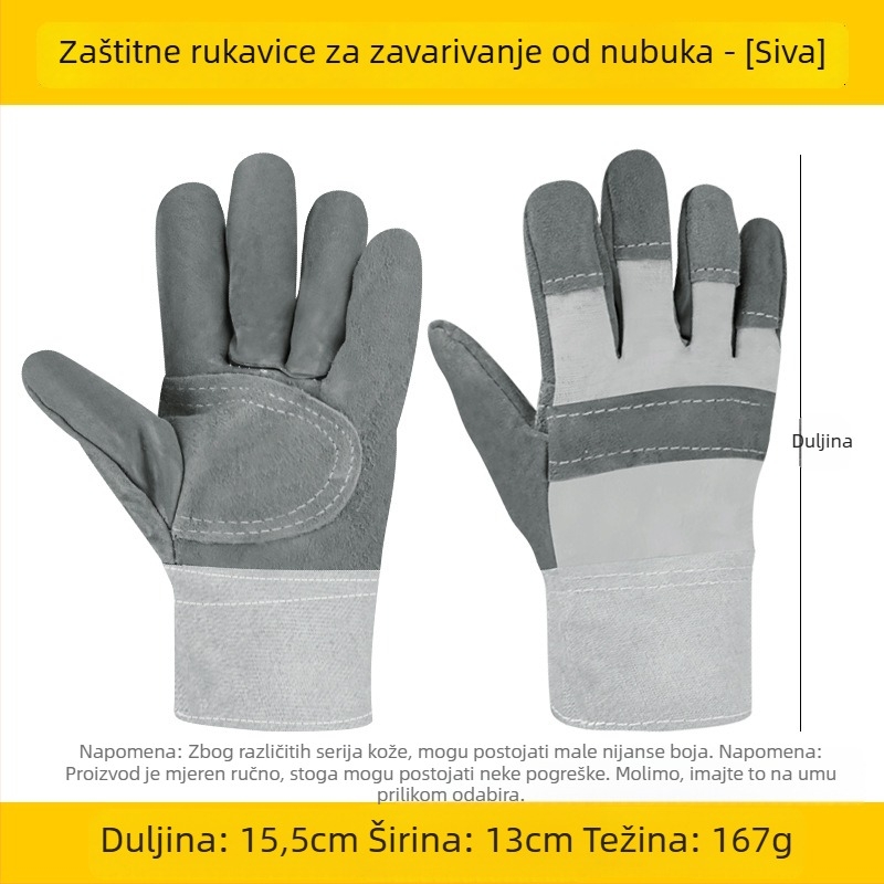 Ji Liuliu Zaštitne rukavice za zavarivanje – koža vola + platno, za elektrogradilište