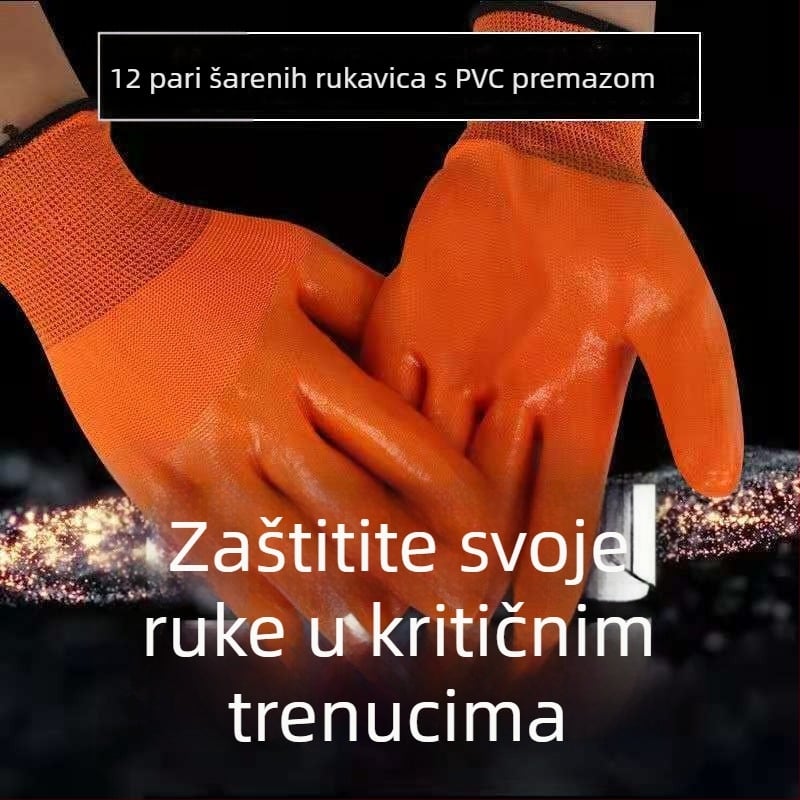 PVC rukavice potopljene u obojenu pređu, otporne na ulje, za hardver, mehaničko i elektromantiranje te logistiku (težina 90 g)