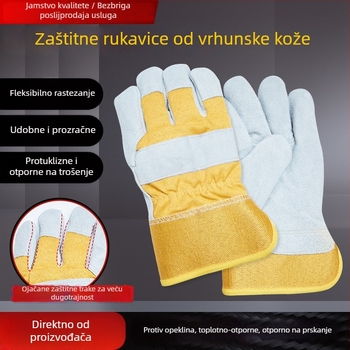 Rukavice za zavarivanje od teleće kože s punom dlanom i flisom unutra, za elektrometalno zavarivanje i zaštitu na gradilištu
