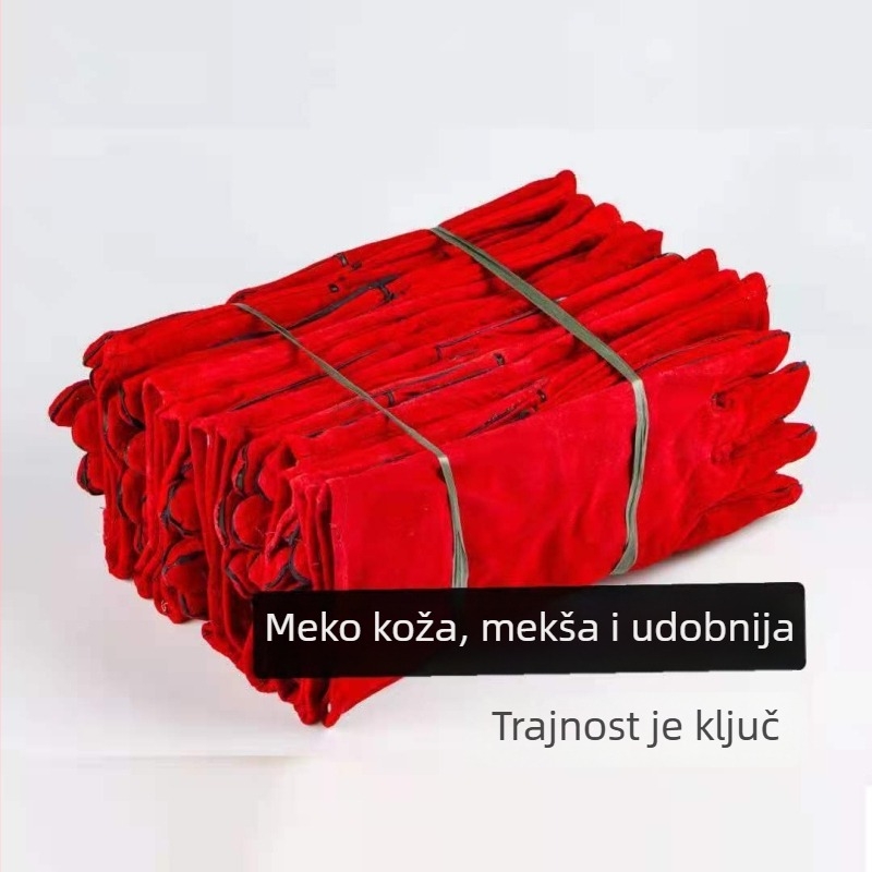 Rukavice za zavarivanje od teleće kože, dugačke, s dvostrukom zaštitom, za zavarivanje u hladnom skladištu