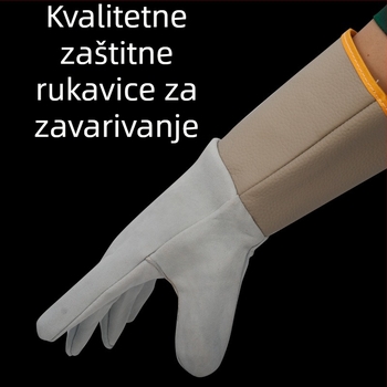 Zavarivačke rukavice od kozje kože, dvostruka konstrukcija, mekana zaštita od prskanja i platnene manšete (Brand: Hongrunxing; Materijal: kozja koža; Opseg primjene: zavarivanje; Funkcija: rukavice za zavarivanje)