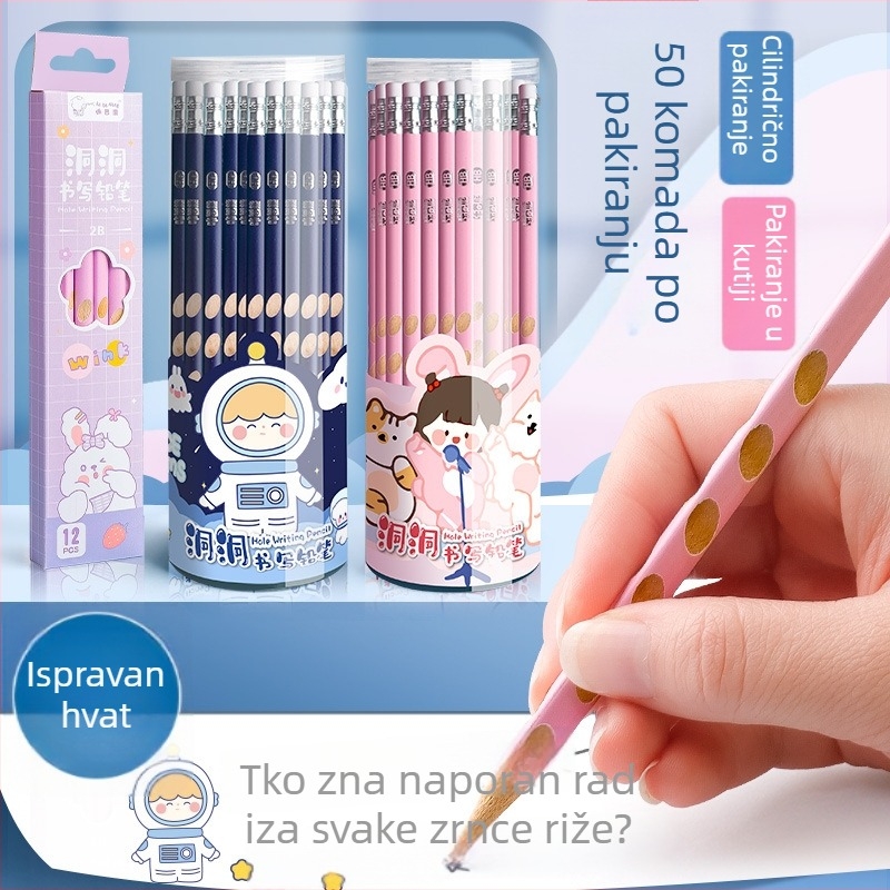 Kaba Bear olovka s dizajnom rupa za ispravak držanja, 2B trokutasti zahvat za početnike
