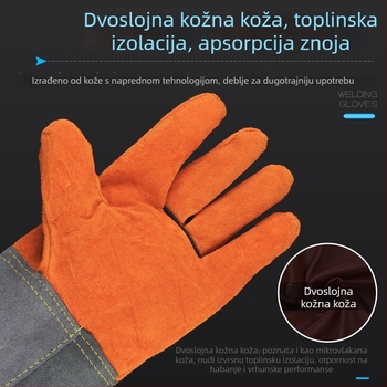 Orlis rukavice za zavarivanje — kravlja koža, otporne na visoke temperature, otporne na opekline, otporne na habanje; težine 208.1 g, 243.1 g, 327.8 g