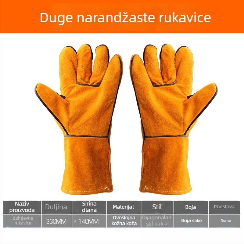 Orlis rukavice za zavarivanje — kravlja koža, otporne na visoke temperature, otporne na opekline, otporne na habanje; težine 208.1 g, 243.1 g, 327.8 g