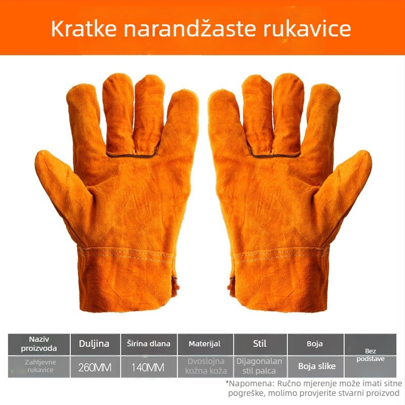 Orlis rukavice za zavarivanje — kravlja koža, otporne na visoke temperature, otporne na opekline, otporne na habanje; težine 208.1 g, 243.1 g, 327.8 g