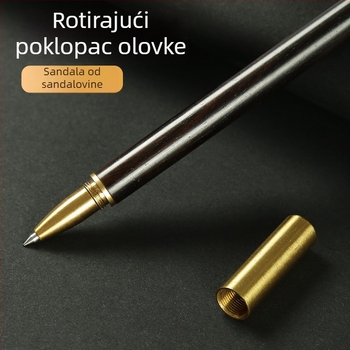 Potpisna olovka od sandalovog drveta, dvostruki vrh, bakrena nib, okretni zatvarač, poklon kutija