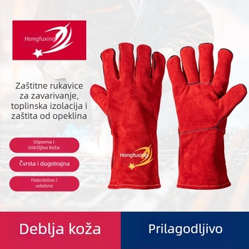 Dvoslojne rukavice za zavarivanje od velura od kože goveda | Visoka temperaturna otpornost, izolacija topline, otpornost na habanje