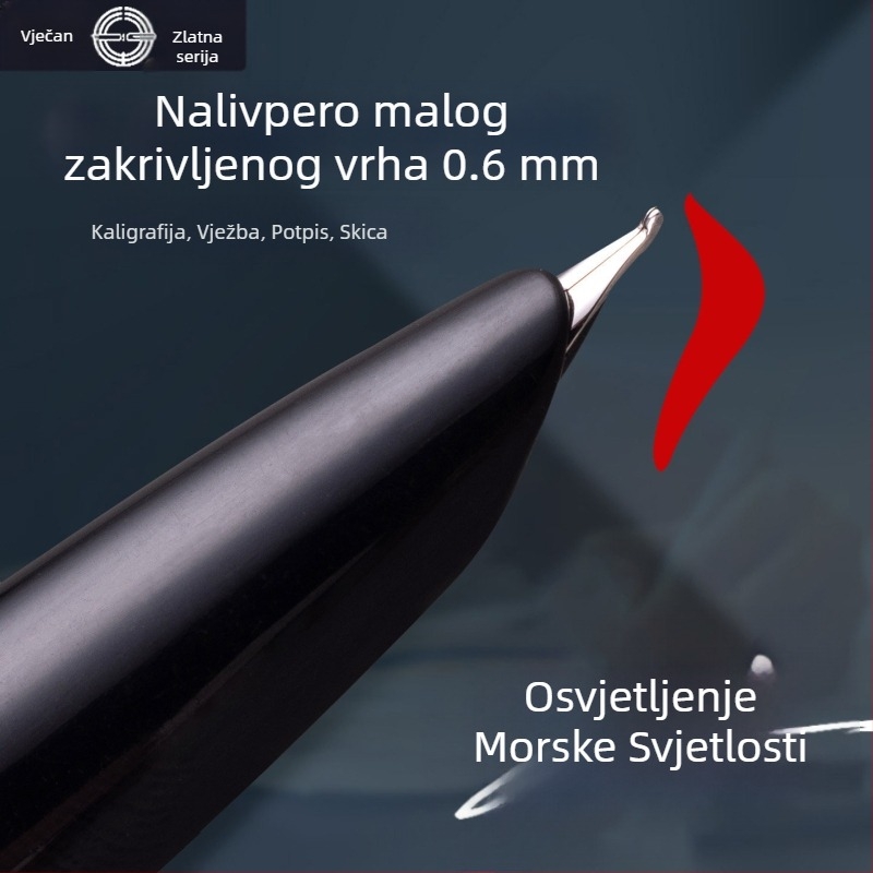 Yongsheng 0,6 mm mali špicasti nib za odrasle, tijelo od crnog ebonskog drveta, tvrdo pero za kaligrafiju s zakrivljenim vrhom