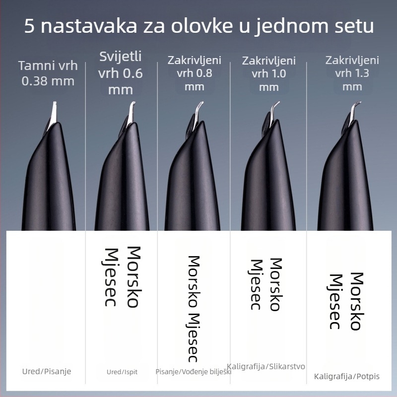 Yongsheng 0,6 mm mali špicasti nib za odrasle, tijelo od crnog ebonskog drveta, tvrdo pero za kaligrafiju s zakrivljenim vrhom