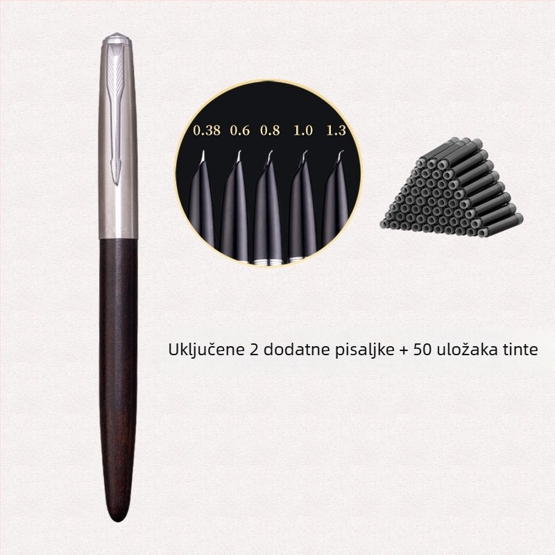 Yongsheng 0,6 mm mali špicasti nib za odrasle, tijelo od crnog ebonskog drveta, tvrdo pero za kaligrafiju s zakrivljenim vrhom
