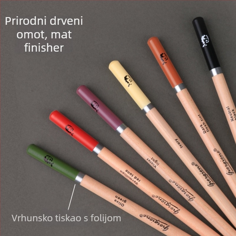 24-dijelni set ugljičnih olovaka za profesionalno skiciranje – za studente umjetnosti, drveno kućište, 2B tvrdoća, osnovno pakiranje, šifra proizvoda G-09606