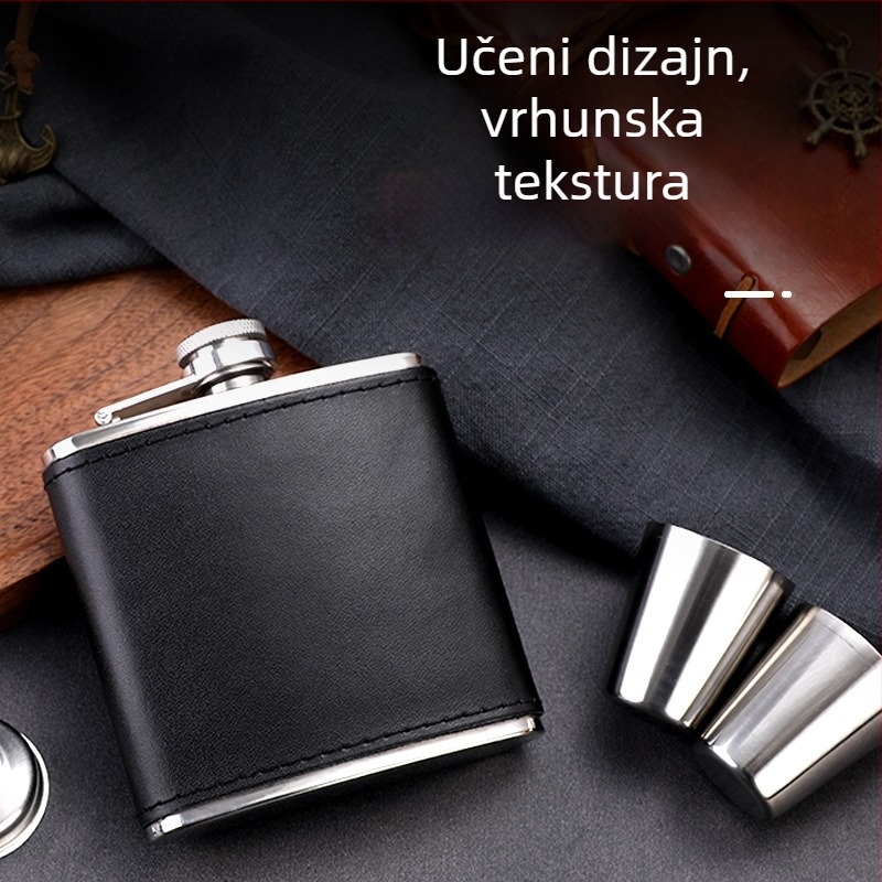 Set plosnih boca za vino od nehrđajućeg čelika 304, za vanjsku upotrebu, moderni minimalistički stil, lansiran 2025