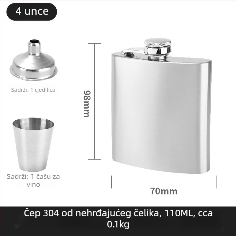 Set plosnih boca za vino od nehrđajućeg čelika 304, za vanjsku upotrebu, moderni minimalistički stil, lansiran 2025