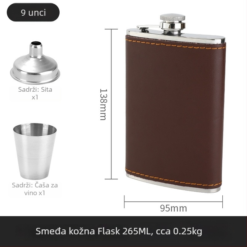 Set plosnih boca za vino od nehrđajućeg čelika 304, za vanjsku upotrebu, moderni minimalistički stil, lansiran 2025