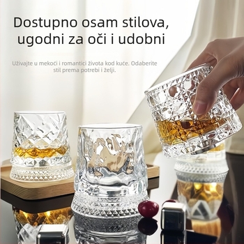 Rotirajuća čaša za whisky, reljefno staklo, 201–300 ml, set od 6 do 10 komada, logo otisnut