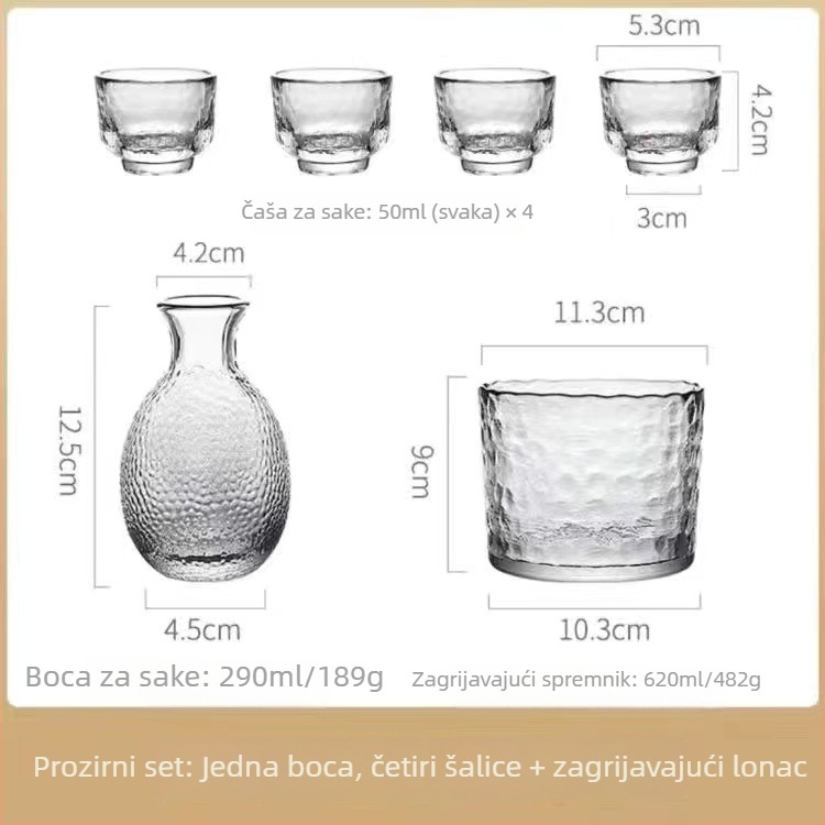 Set toplog stakla za vino s loncem i čašama, 6-dijelni komplet, stil National Tide Wind
