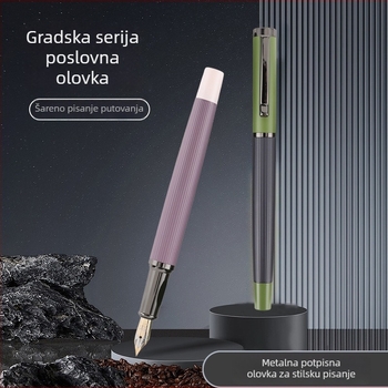 Hongpeng fountain pen za učenike osnovnih škola — metalno kućište, sustav tintne (kartuša), lasersko graviranje logotipa, mogućnost prilagodbe