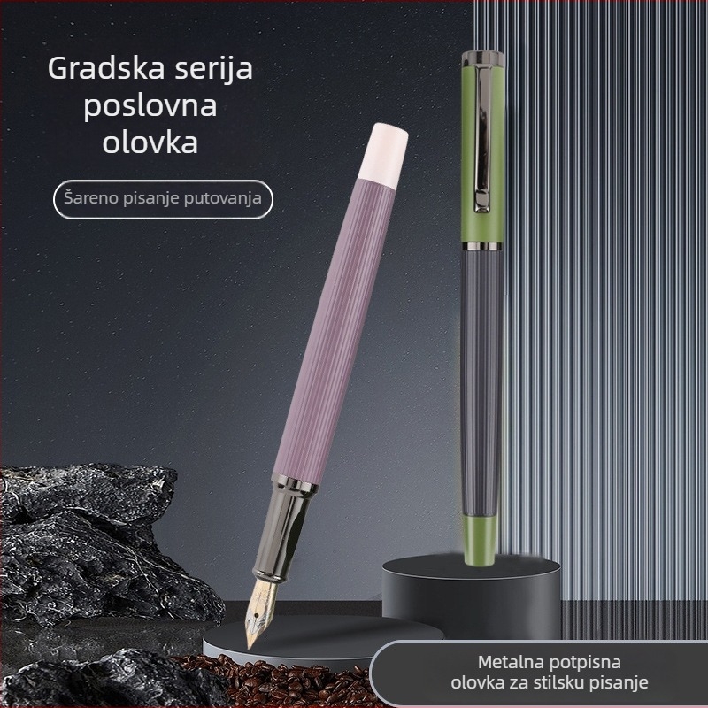 Hongpeng fountain pen za učenike osnovnih škola — metalno kućište, sustav tintne (kartuša), lasersko graviranje logotipa, mogućnost prilagodbe