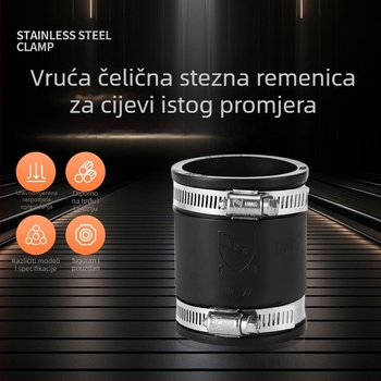 Gumeni steznik za mekano spajanje s promijenjivim promjerom — reducijski spoj za cijev, gumena meka spojka, Hwkg/Hengwei clamp marka. Nazivni promjer: 1.5–2 in i više; Promjer učvršćivanja: 1.5–2 in i više; Raspon primjene: 1.5–2 in i više