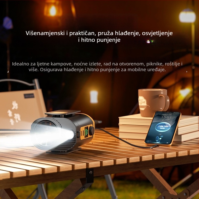 Ventilator za pojas i vratni dio s ugrađenom 6000mAh baterijom, trajanje 8–12 sati, USB punjenje, 120 razina brzine