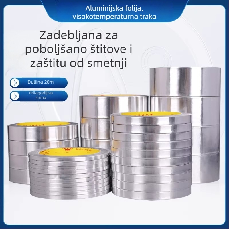 Ultra uska aluminijska folijska traka za odvod topline, zaštitu i antistatičko djelovanje; vodljiva aluminijska folijska traka za popravke elektronike, širina 3–5–10 mm.