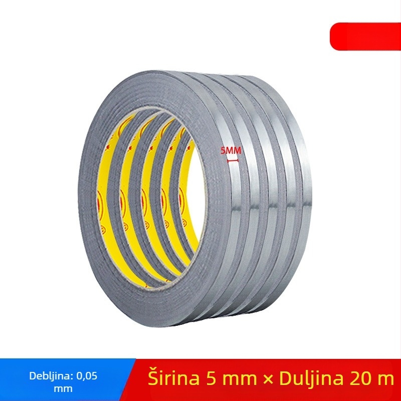 Ultra uska aluminijska folijska traka za odvod topline, zaštitu i antistatičko djelovanje; vodljiva aluminijska folijska traka za popravke elektronike, širina 3–5–10 mm.