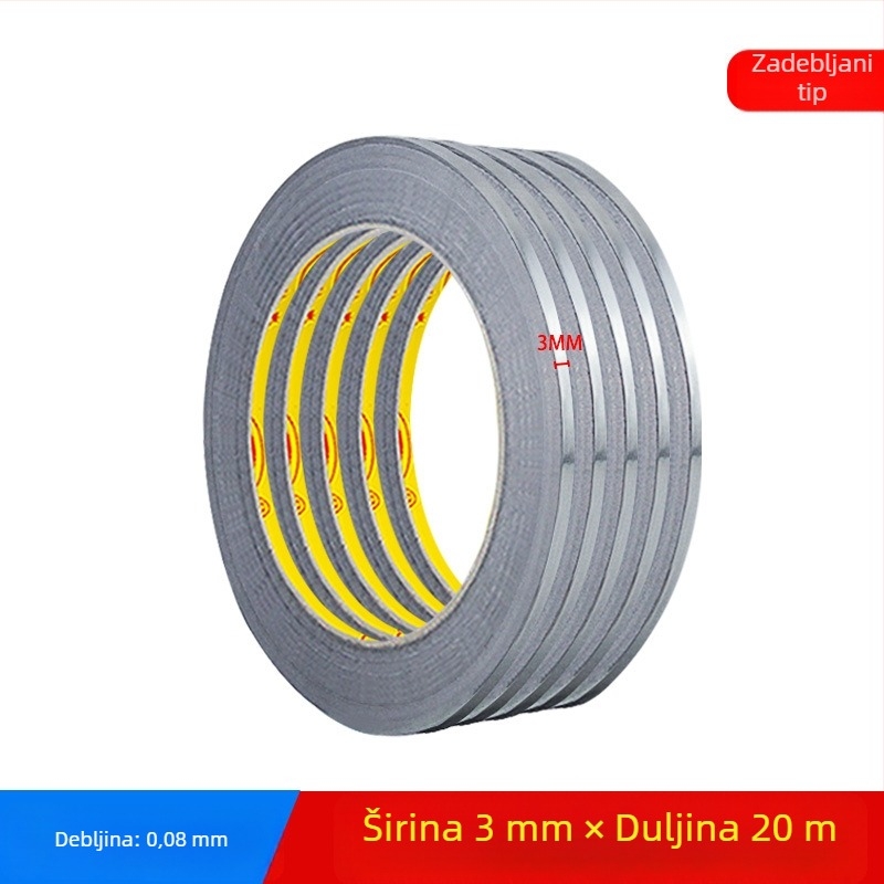 Ultra uska aluminijska folijska traka za odvod topline, zaštitu i antistatičko djelovanje; vodljiva aluminijska folijska traka za popravke elektronike, širina 3–5–10 mm.