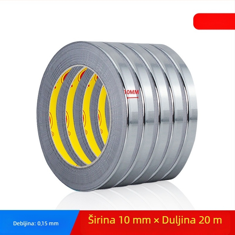 Ultra uska aluminijska folijska traka za odvod topline, zaštitu i antistatičko djelovanje; vodljiva aluminijska folijska traka za popravke elektronike, širina 3–5–10 mm.