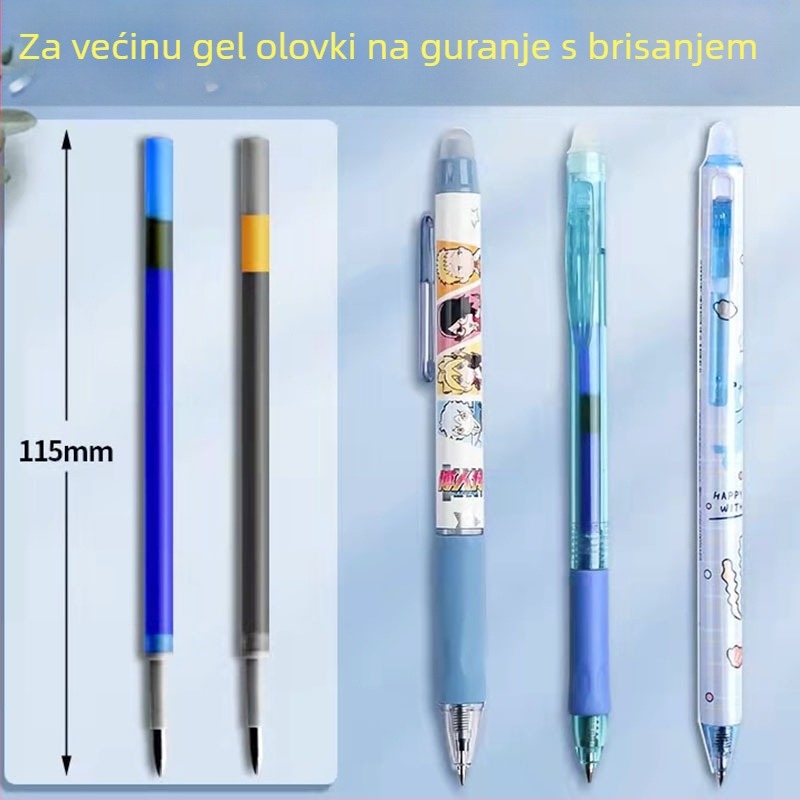Odeme refill za izbrisivo gel pero, pritisni mehanizam, kuglični vrh, 0,5 mm, kristalno plava/crna
