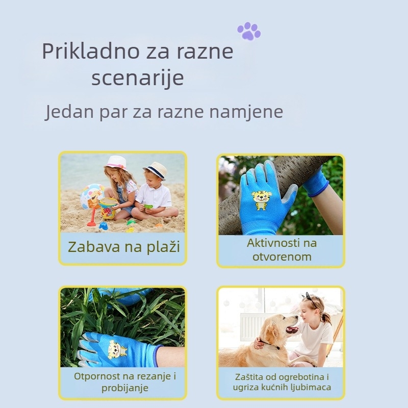 Dječje zaštitne rukavice za vrt - protivklizne, protivrezne, otporne na habanje, prozračne, zaštita od ugriza životinja; Težina 30