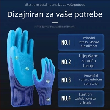 Lateks rukavice s reljefom, protuklizne, za proizvodnju i gradilište, otporne na rezanje